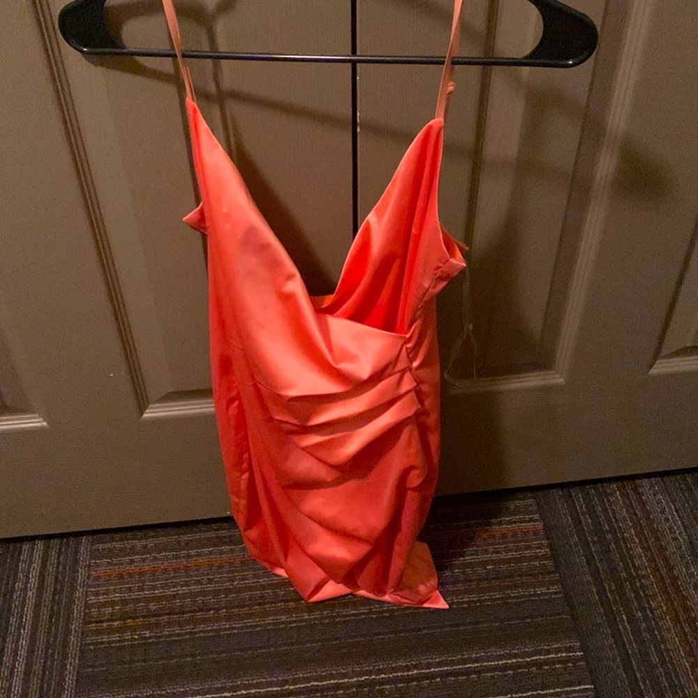 Orange summer bodycon mini dress with slit - Picture 1 of 1